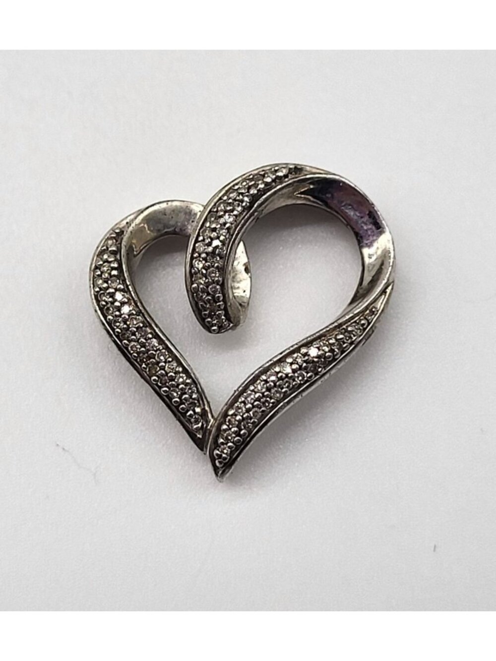 JTW Sterling Silver 925 Diamond Hearts Pendant Love Valentine's